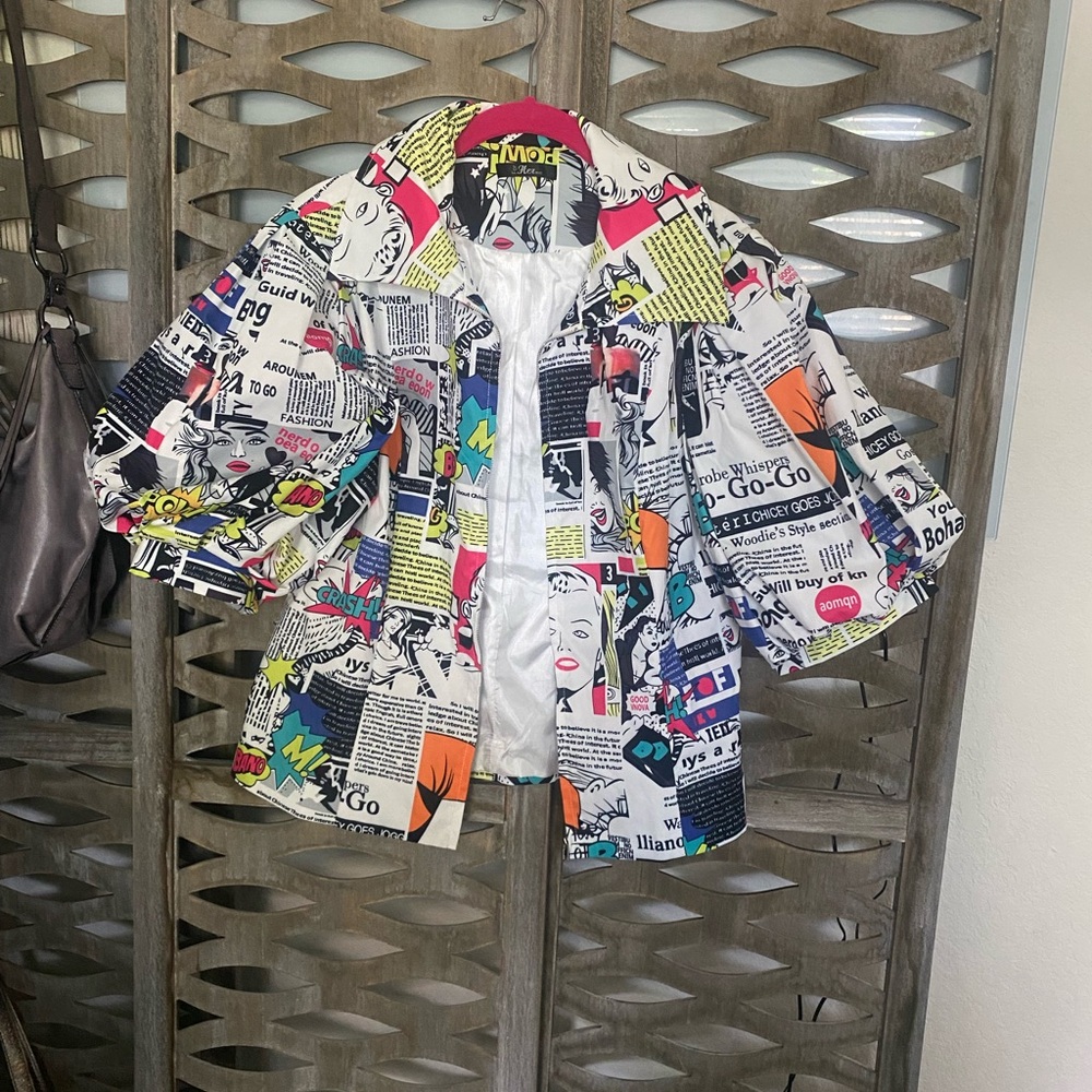Vibrant Red and Orange Bomber Jacket with Eye-Catching Design 3/4 sleeves